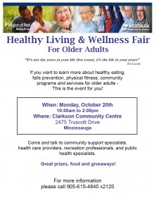 Healthy Living and Wellness Fair Monday October 20