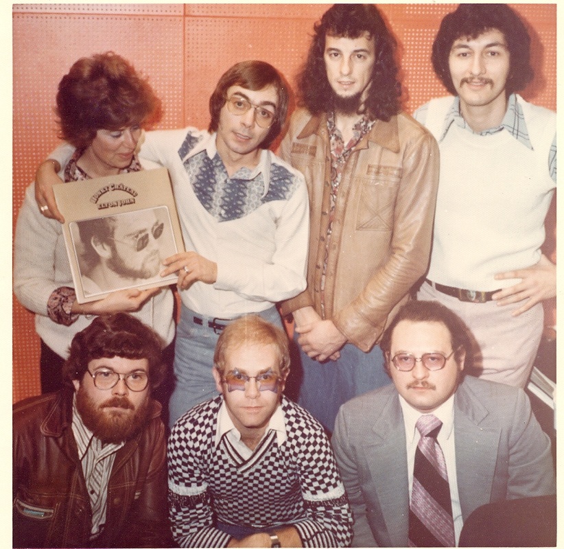 CKLW 1974. Rosalie Trombley, Bill Gable, Ted Richards, Pat Holiday, Bob Moody with Elton John.