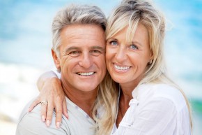 Portrait of a happy romantic couple outdoors.