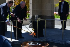 Mayor Tory and Father Lombardo light the Flame of Pace